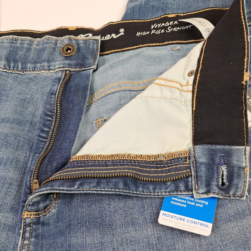 New Eddie Bauer Voyager High Rise Straight Sorbtek Blue Jeans Size 20W - Picture 14 of 17